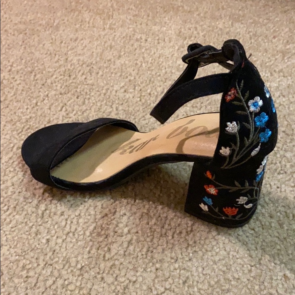 Embroidered Boho Suede Heels